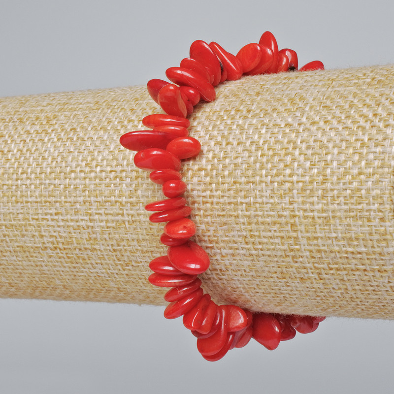 Brățară din coral natural, fațetată, diametru 9x3 mm, lungime 18 cm, elastică