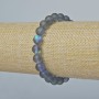 Brățară din sticlă opală, mărgele sferice netede, culoare gri mat camaleon, diametru 8 mm +/-, lungime 18 cm +/- (elastic)