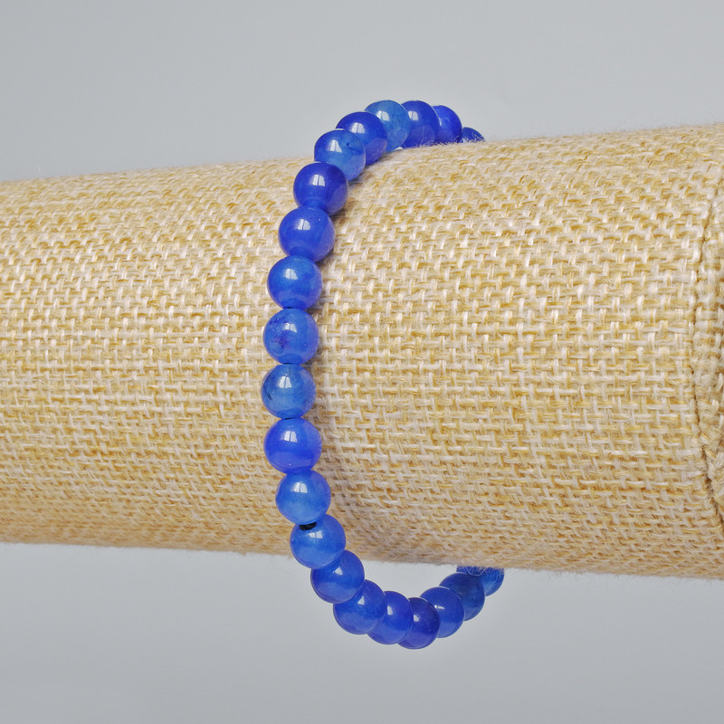 Brățară cu apatit (artificial) biluțe netede, diametrul de 6,5 mm, lungimea de 18 cm (elastică)