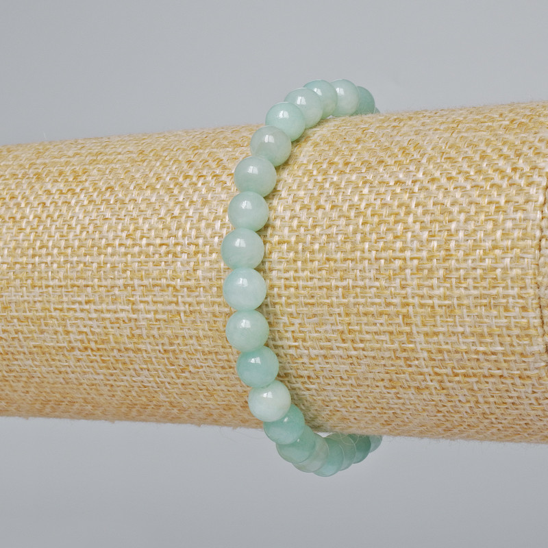 Brățară Amazonit imitatie (acrilic artificial) bilă netedă, diametrul 6,5 mm, lungime 18 cm (elastic)