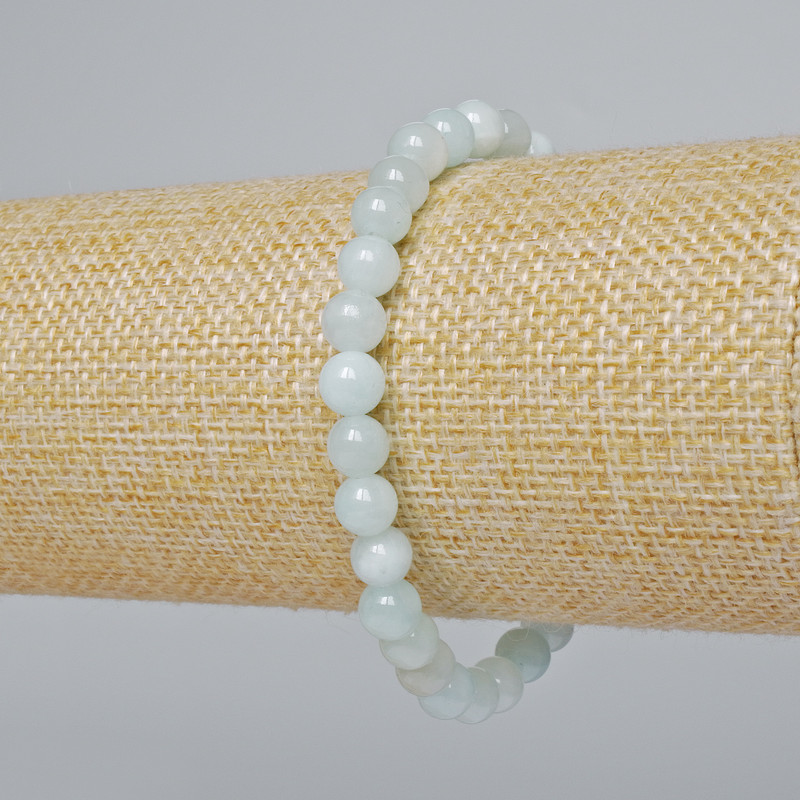 Brățară «Acvamarin» din acrilic sintetic, mărgele netede, diametrul 6 mm, lungime 18 cm (elastic)