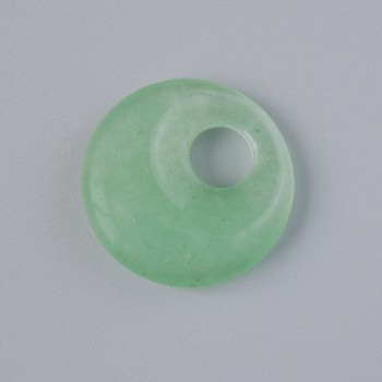 Pandantiv donut (gogoșă) din nefrit natural, diametrul 18x5 mm +-, diametrul găurii 5 mm+