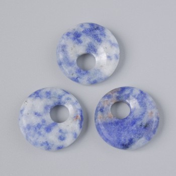 Pandantiv gogoașă din sodalit natural, diametrul 18x5 mm ±, diametrul găurii 5 mm ±