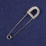 Broșă-pin cu paiete albe, metal argintiu 80x20mm+