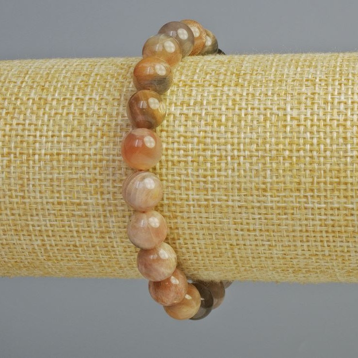 Brățară din selenit natural, bile netede, diametrul 8,5 mm, lungime 18 cm, elastică