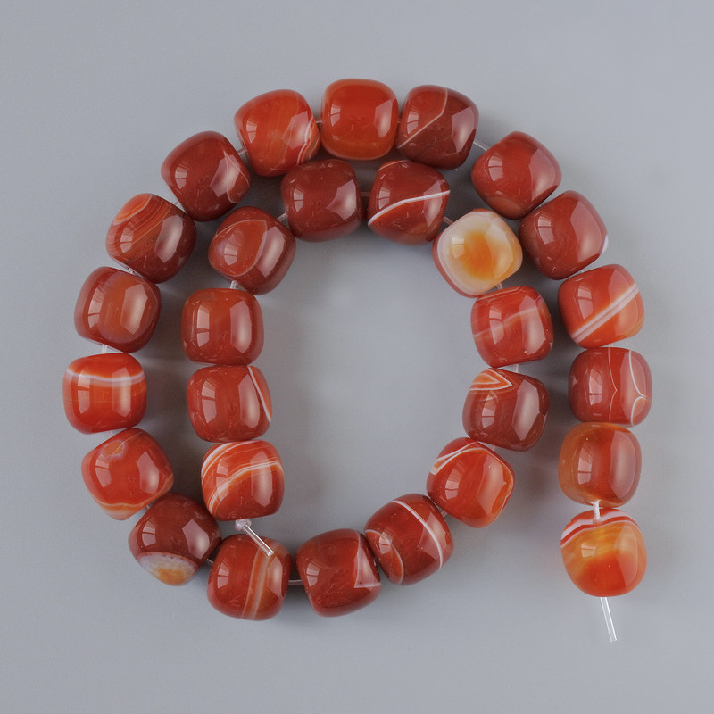Mărgele din carneol, piatră naturală, în formă de cilindru neted, diametrul 15×13 mm, 5 mm +/-, lungime 38 cm +/- pe fir