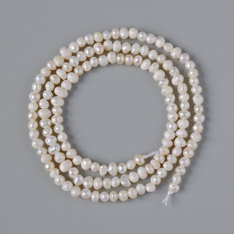 Mărgele de perle de râu, diametrul 3x2,5 mm, lungime 35 cm, pe șnur
