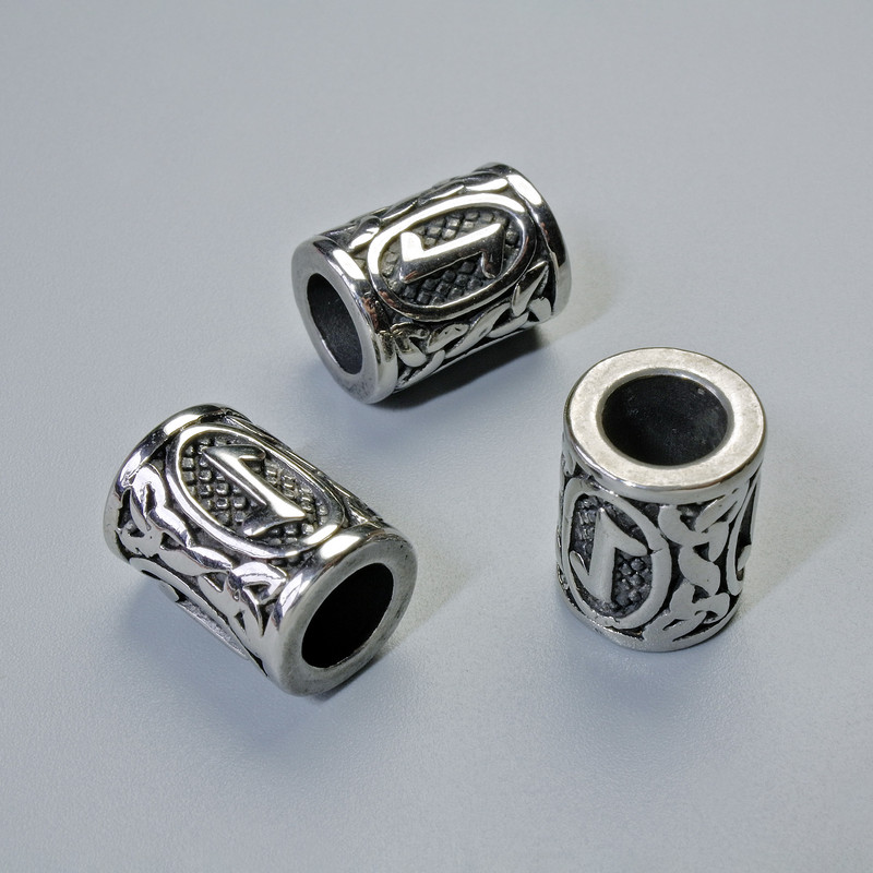 Conector pentru mărgele «Rună nordică», diametru 13x10 mm, gaură de 6 mm, culoare metalică argintie, 1 buc