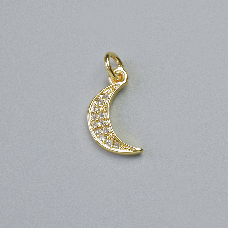Pandantiv «Luna» cu cristale albe, metal auriu, diametrul 14,5×8 mm, lungime 17 mm±