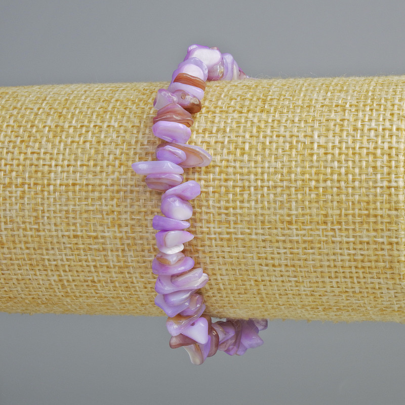 Brățară tonată din sidef mov, granule de 7x2 mm, lungime 18 cm (elastic)