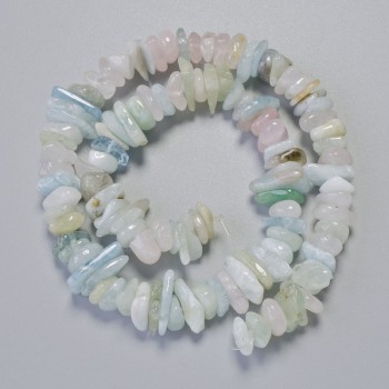 Mărgele din Morganit, piatră naturală, fragmente, diametrul 12x4 mm +/-, lungime 38 cm +/- pe fir