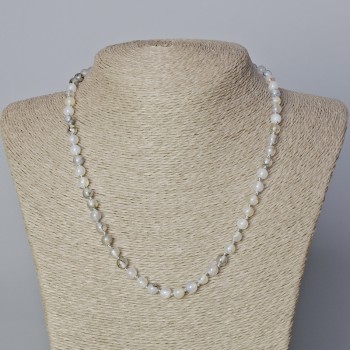 Colier din agat «Venele Dragonului», mărgele netede, diametrul 6 mm, lungime 45–48 cm