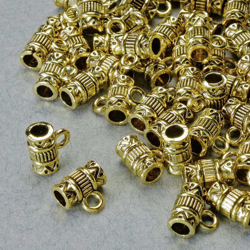 Ținător bail, diametrul 8×4,5 mm, diametrul orificiului 1,8 mm, 2, lungime 7 mm, culoare aurie a metalului, ambalaj 20 g ± 53 buc. +