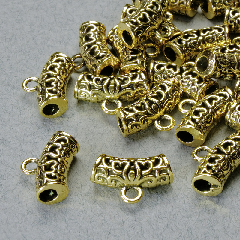 Furnitură Bail – ținător, diametru 14×5 mm, diametrul găurii 1,8 mm, 2,5 mm, lungime 9 mm, culoare aurie a metalului, ambalaj 20 g ± 20 buc.