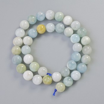 Mărgele din Morganit natural, bilă netedă, diametru aproximativ de 10 mm, lungime aproximativă de 38 cm, pe șnur