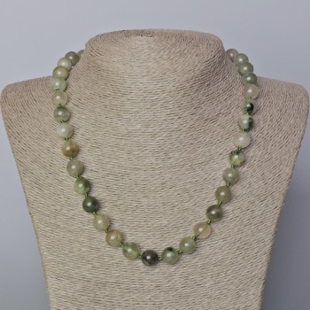 Colier cu cuarț fantom cu rutilit, piatră naturală, mărgele netede, diametrul 10 mm ±, lungime 45–50 cm