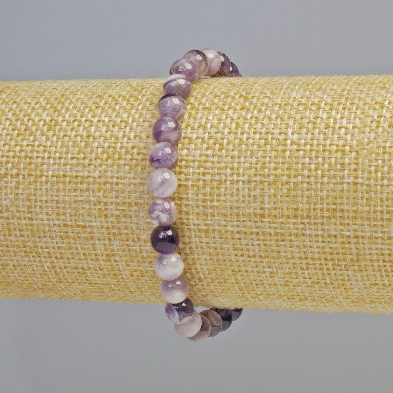 Brățară din ametist natural, mărgele netede, diametru 6,5 mm ± (elastic), lungime 18 cm+