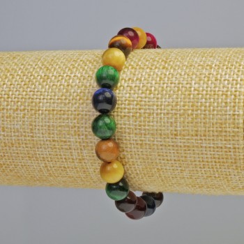 Brățară din piatră «Ochi de pisică» asortiment, mărgele netede, diametrul 8,5 mm ± (elastic), lungime 18 cm+