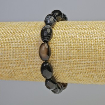Brățară din agată neagră, ovală, dimensiuni 10×14 mm ± (elastică), lungime 18 cm+