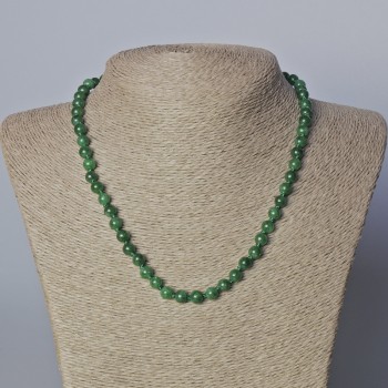 Colier din chrysoprase natural, mărgele sferice netede, diametrul 6,5 mm, lungime 45-46 cm