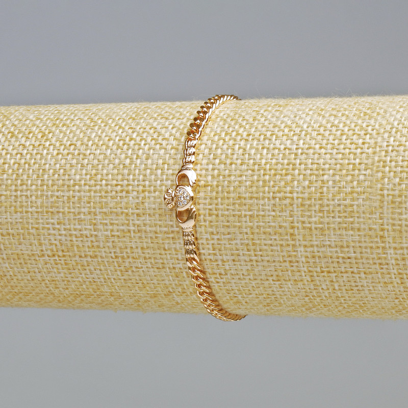 Brățară Xuping placare cu aur 18K cu strasuri albe, grosime 3,8 mm, lungime 16 cm