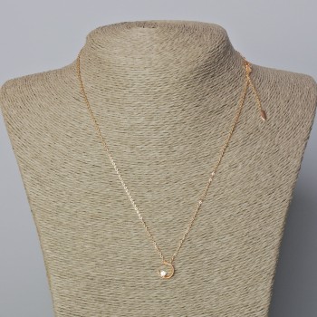 Lanț Xuping placare cu aur 18K, grosime 1 mm, cu pandantiv „Lună” cu cristal alb, diametrul 10x9 mm, lungime 46-51 cm+