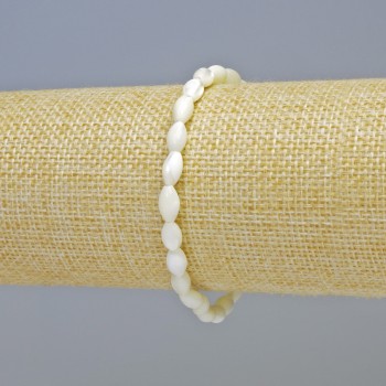 Brățară din sidef natural, granule 5x8 mm, +/- (pe elastic), lungime 18 cm+