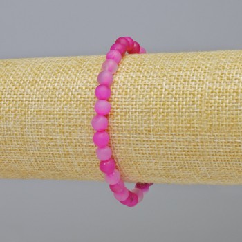 Brățară din agat zmeuriu, mat, piatră naturală, mărgele netede, diametrul aproximativ 6 mm, lungime 18 cm+
