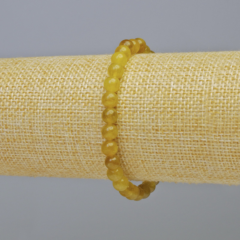 Brățară din cuarț galben, piatră naturală, bile netede, diametru 6 mm ±, lungime 18 cm, pe elastic