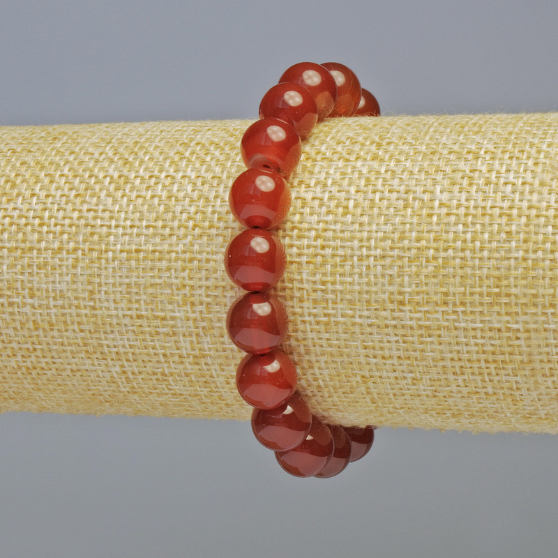 Brățară din carneol, piatră naturală, mărgele netede, diametrul 10 mm ± (elastic), lungime 18 cm+