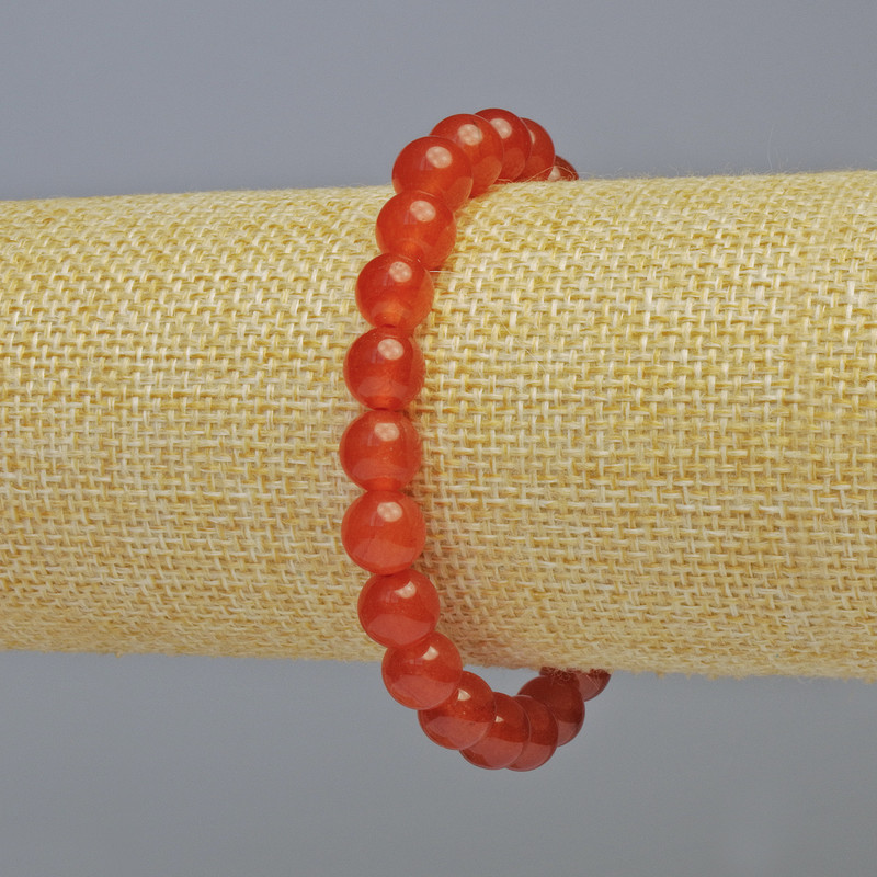 Brățară din carneol natural, mărgele netede, diametru 8 mm ± (elastică), lungime 18 cm+