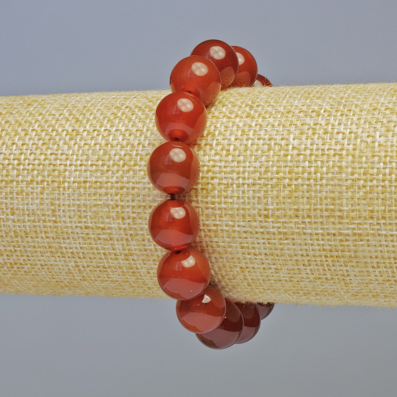 Brățară din carneol natural, mărgele netede, diametrul de 12 mm ± (elastică), lungime 18 cm+