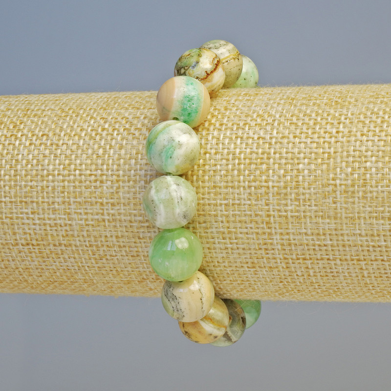 Brățară hrizoprază (acrilic artificial) bile rotunde netede, diametrul 12 mm ± (elastic), lungime 18 cm+