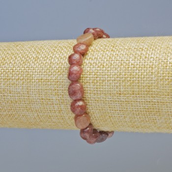 Brățară din cuarț căpșună, piatră naturală fațetată, diametrul 9×10 mm +/- (elastică), lungime 18 cm+