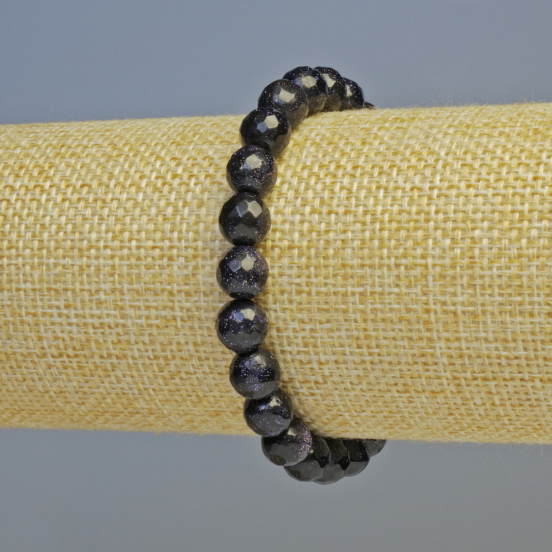 Brățară Aventurin Noaptea Cairo (sintetică) mărgele facetate, diametrul 8 mm ±, bază elastică, lungime 18 cm+