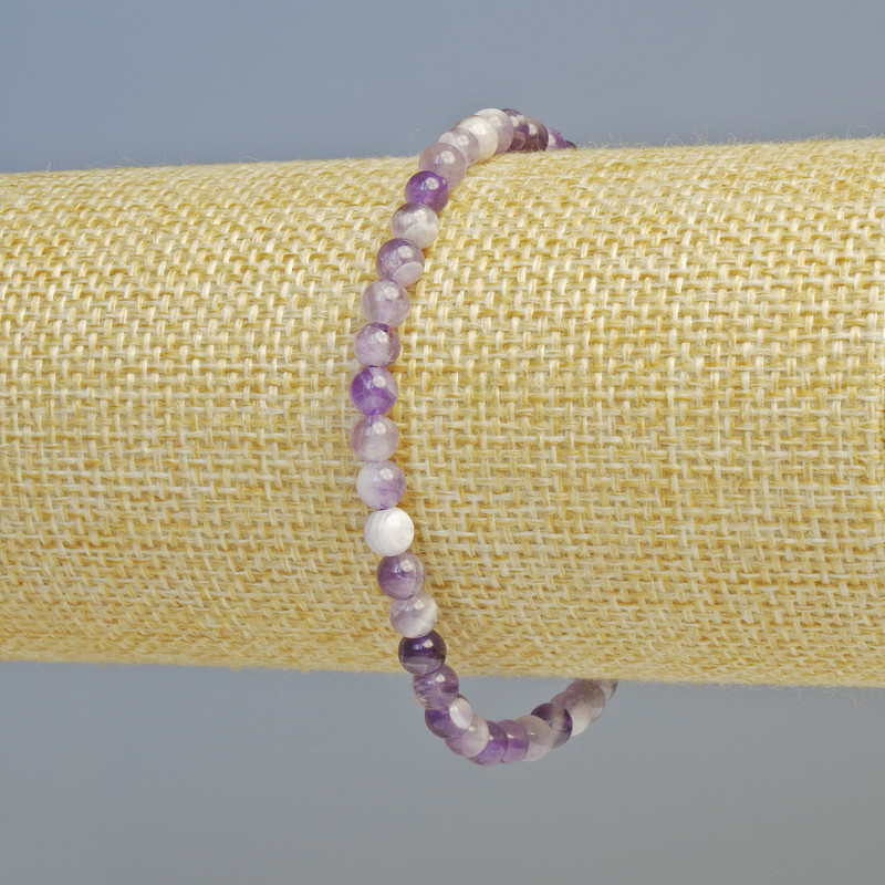 Brățară din ametist șevron, piatră naturală, mărgele netede, diametru de 4 mm ± (elastic), lungime 18 cm+