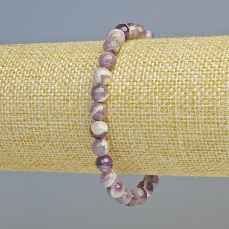 Brățară din ametist natural, bilă netedă, diametrul de 6,5 mm ± (elastic), lungime 18 cm+