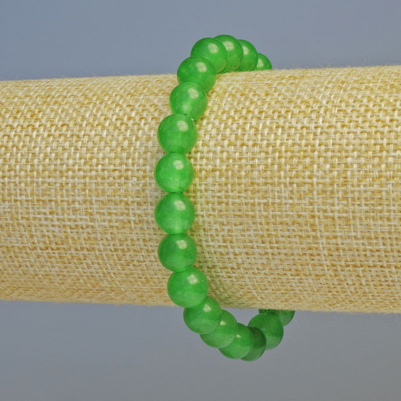 Brățară cu crisopaz (artificial), mărgele netede, diametrul de 8 mm ± (pe bază elastică), lungime 18 cm+