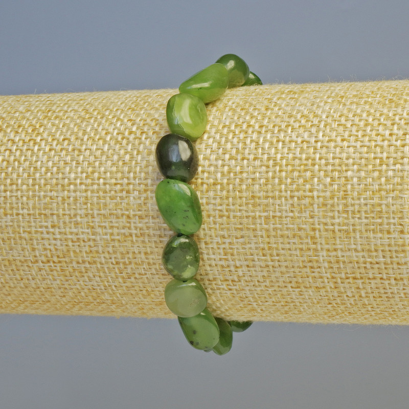 Brățară din jadeit canadian, piatră naturală, fațetată, diametrul 9x12 mm ± (elastic), lungime 18 cm+