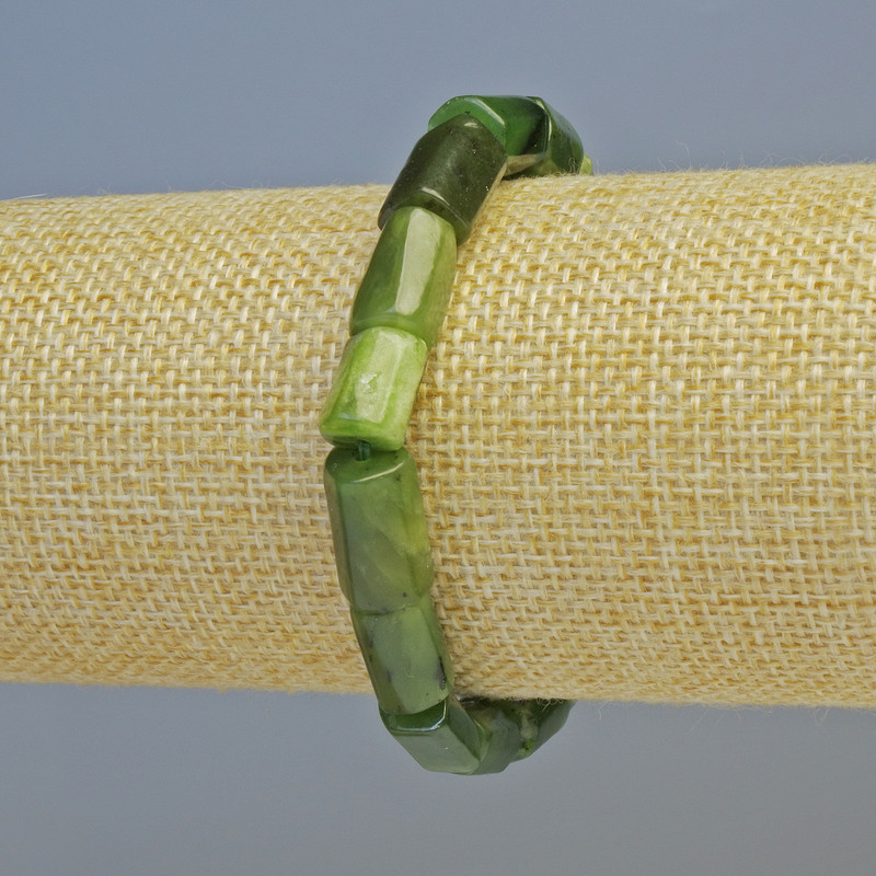 Brățară din jadeit canadian, piatră naturală tăiată, diametrul 8x12mm ± (elastic), lungime 18cm+