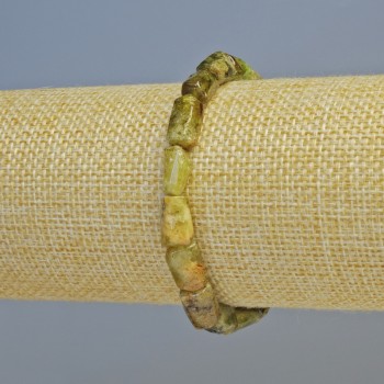 Brățară din grosular (granat verde), piatră naturală tăiată, diametru 7x11 mm ± (elastic), lungime 18 cm+