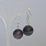 Cercei cu ametist, piatră naturală, mărgele netede, diametru aproximativ 16 mm, lungime aproximativ 38 mm