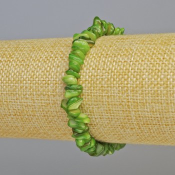 Brățară din sidef verde tonat, mărgele de 7x2,5 mm ± (elastică), lungime 18 cm