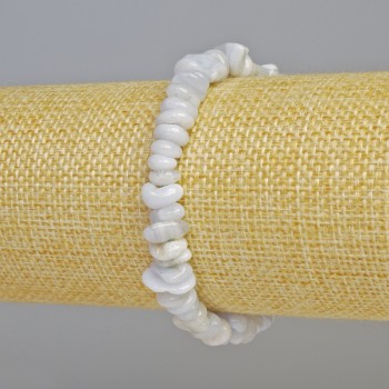 Brățară din agat albastru natural, fragmente de piatră, diametru 8x3 mm +/- (elastic), lungime 18 cm+