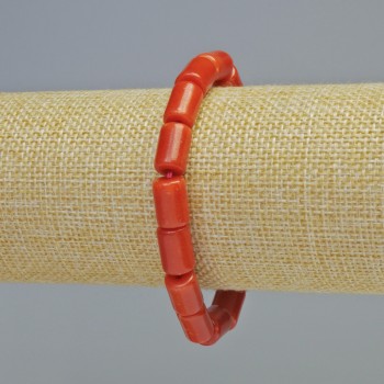 Brățară cu jasper roșu cilindric, diametrul 8×11,5 mm +/- (elastic), lungime 18 cm+