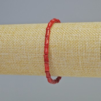 Brățară din coral natural - mărgele cilindrice, diametru 4x8 mm +/- (elastică), lungime 18 cm+
