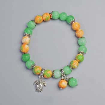 Brățară «Variscit» din acril artificial și Nefrit (artificial), diametrul 8,5 mm ± (elastică), lungimea 18 cm ±, cu inserții metalice