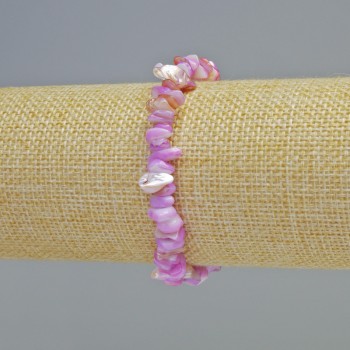 Brățară din sidef tonifiat mov, fragmente de 7x2,5 mm +- (pe bandă elastică), lungime 18 cm+