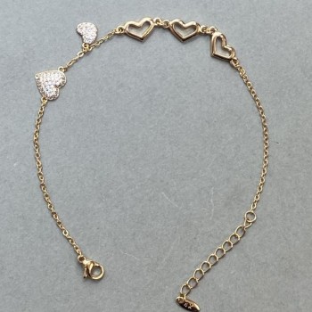 Brățară «Inimă» Xuping placare cu aur 18K, lungime 18×21 cm, grosime 1,5 mm, cu cristale