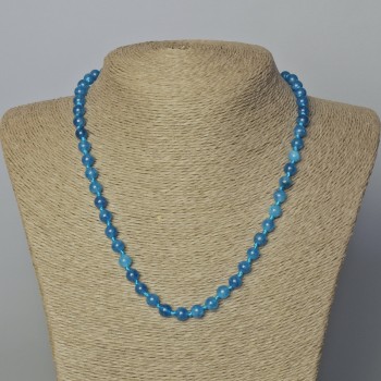 Colier din apatit natural, mărgele netede, diametrul 6,5 mm, lungime 45–48 cm